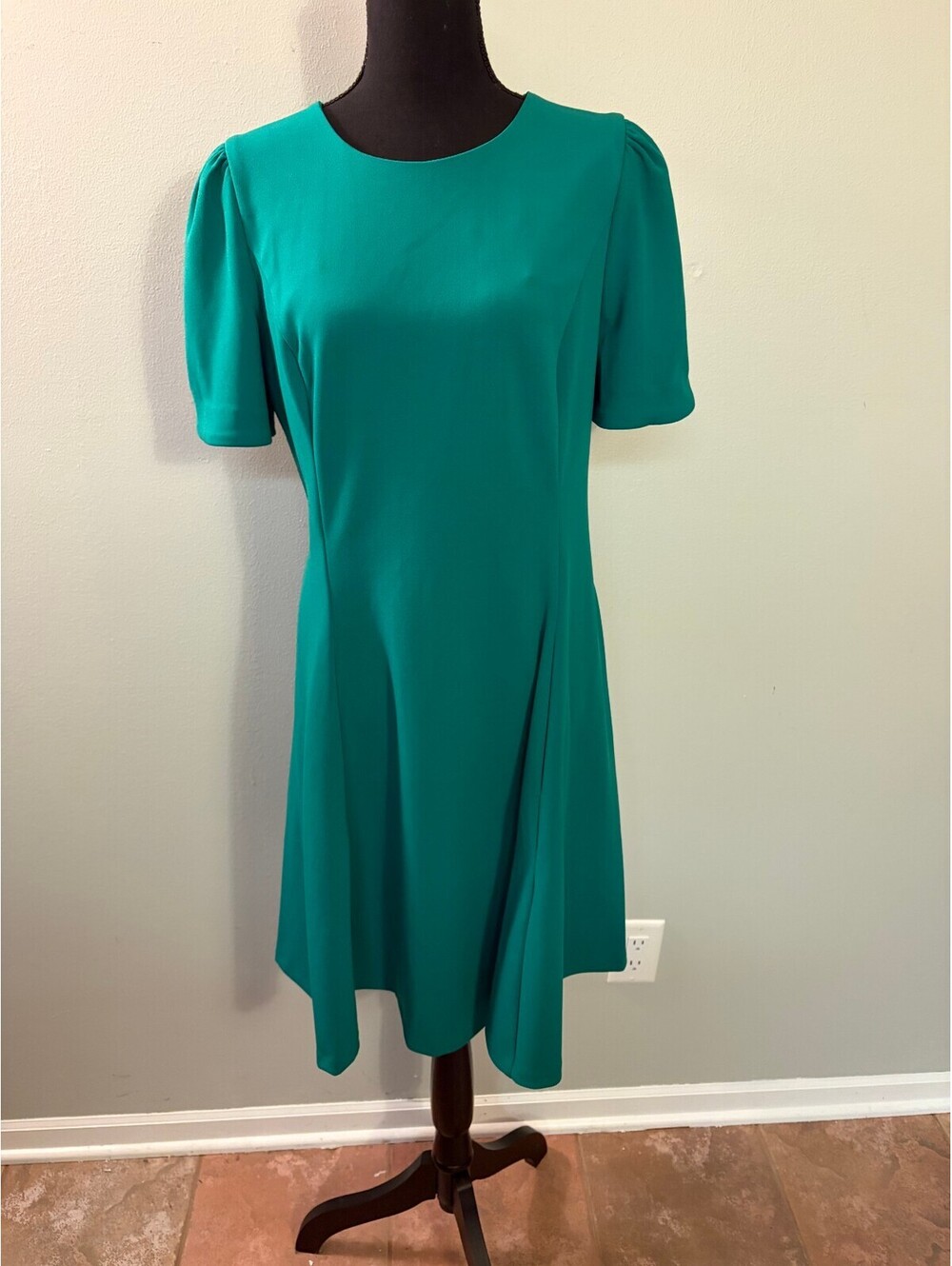 DKNY Green Puff Sleeve Fit & Flare Dress Size 10